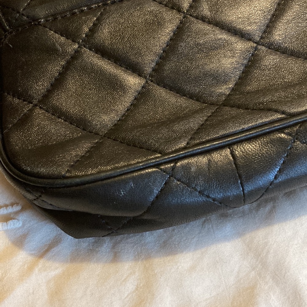 Michael Kors Black Leather Small Quilted Purse Gold Chain Crossbody Sloan Bag - Picture 13 of 15